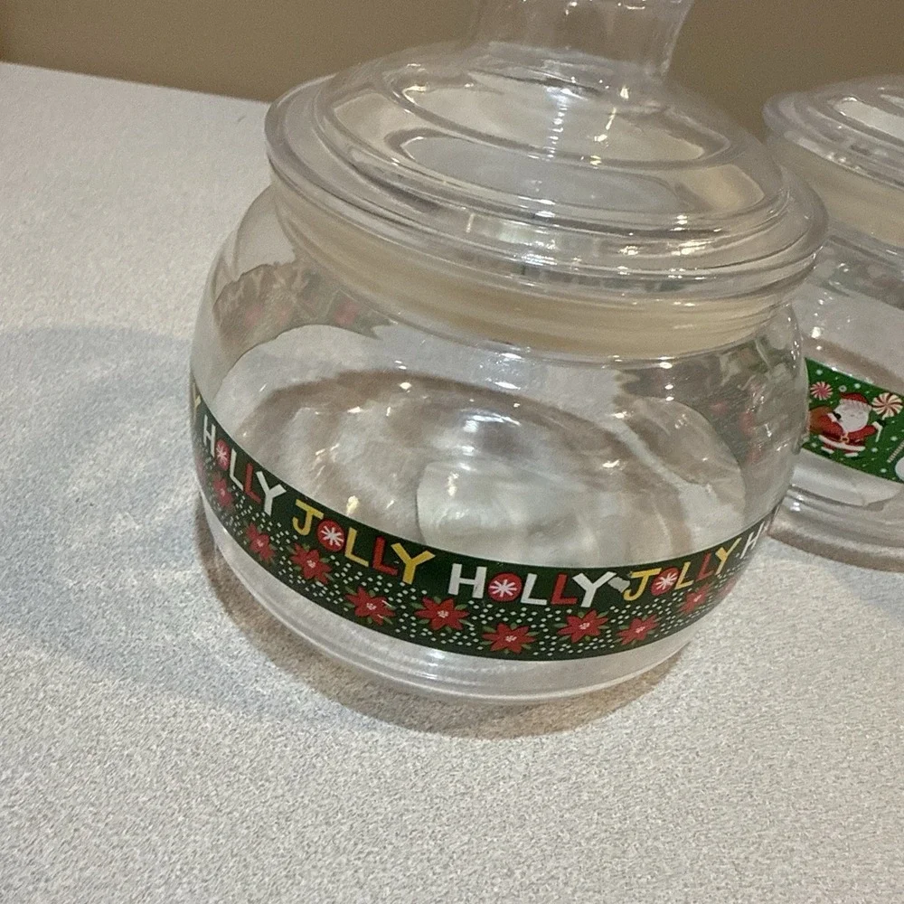 Christmas-themed Plastic apothecary or candy jars With Lids Jolly Snow Man Santa